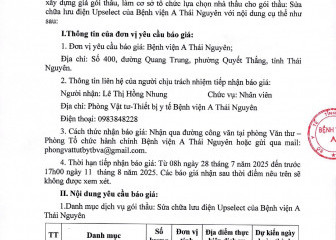 Thông báo mời chào giá gói thầu: Sửa chữa lưu điện Upselect của Bệnh viện A Thái Nguyên