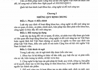 Luật Khoa học, Công nghệ và Đổi mới sáng tạo (Luật số 93/2025/QH15, có hiệu lực thi hành từ ngày 01 tháng 10  năm 2025)