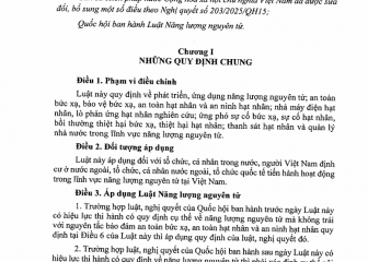 Luật Năng lượng nguyên tử (sửa đổi) (có hiệu lực thi hành từ ngày 01 tháng 01 năm 2026)