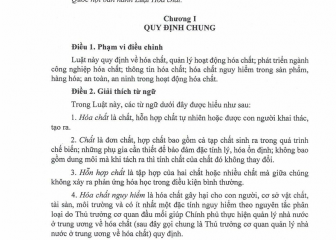 Luật Hóa chất (sửa đổi) (Luật số 69/2025/QH15, có hiệu lực thi hành từ ngày 01 tháng 01 năm 2026)