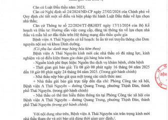 Thông báo mời chào giá gói thầu: In ấn tờ rơi truyền thông cho Đơn nguyên nội soi và khoa dinh dưỡng