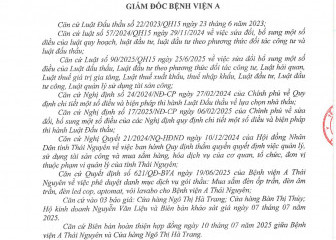 Quyết định về việc phê duyệt kết quả lựa chọn nhà thầu gói thầu: Mua sắm đèn ốp trần, đèn âm trần, đèn led cop, aptomat, vòi lavabo cho Bệnh viện A Thái Nguyên