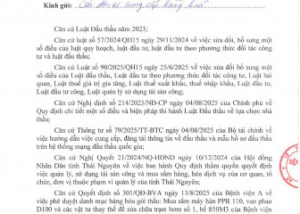 Thông báo mời chào hàng gói thầu: Mua sắm máy hàn PPR 110, van phao D100 và các vật tư thay thế để sửa chữa trạm bơm số 1, bể 850M3