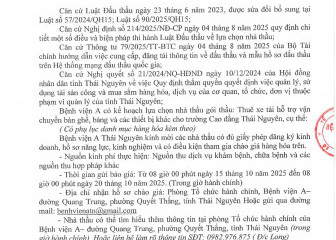 Thông báo mời chào giá gói thầu: Thuê xe tải hỗ trợ vận chuyển bàn ghế, bảng và các thiết bị khác cho trường Cao đẳng Thái Nguyên