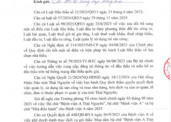Thông báo mời chào giá gói thầu: Mua sắm bộ chữ "Bệnh viện A Thái Nguyên", bộ chữ "Bệnh viện A" và bộ chữ "Nhà điều hành" cho Bệnh viện A năm 2025