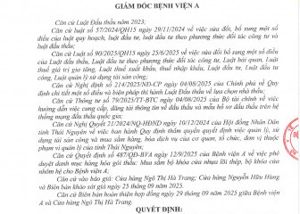 Quyết định về việc phê duyệt kết quả lựa chọn nhà thầu gói thầu: Mua sắm bộ khóa cửa nhựa lõi thép , bộ khóa cửa nhôm hệ cho Bệnh viện A