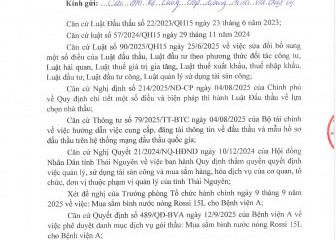Thông báo mời chào giá gói thầu: Mua sắm bình nước nóng Rossi 15L cho Bệnh viện A