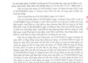 Thư mời tham gia gói thầu: Sửa chữa, bảo dưỡng nhà A1, A2, B1, C2, C4 - Bệnh viện A