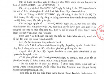 Thông báo mời chào giá gói thầu: Mua sắm giấy gián kính, đề can dán kính cho Bệnh viện A