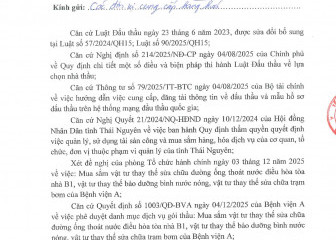 Thông báo mời chào giá gói thầu: Mua sắm vật tư thay thế sửa chữa đường ống thoát nước điều hòa tòa nhà B1, vật tư thay thế bảo dưỡng bình nước nóng, vật tư thay thế sửa chữa trạm bơm của Bệnh viện A