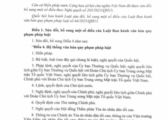 Luật sửa đổi, bổ sung một số điều của Luật Ban hành văn bản quy phạm pháp luật (Luật số 87/2025/QH15, có hiệu lực  thi hành từ ngày 01 tháng 7 năm 2025)