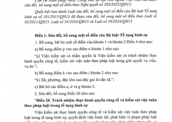 Luật sửa đổi, bổ sung một số điều của Bộ luật Tố tụng hình sự (Luật số 99/2025/QH15, có hiệu lực thi hành từ ngày  01 tháng 7 năm 2025)