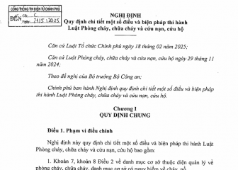 Nghị định 105/NĐ-CP quy định chi tiết một số điều và biện pháp thi hành luật pccc và cnch