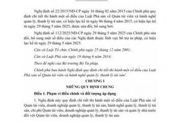 Nghị định quy định chi tiết thi hành một số điều của Luật Phá sản về Quản tài viên và hành nghề quản lý, thanh lý tài sản