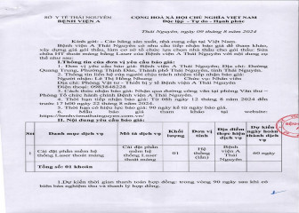 Thông báo mời chào giá gói thầu : Sửa chữa HT thoát màng bằng Laser của Bệnh viện A