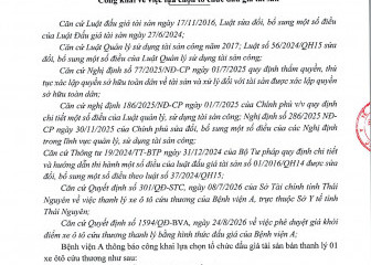 Thông báo công khai về việc lựa chọn tổ chức đấu giá tài sản