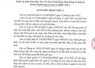 Quyết định về việc phê duyệt kết quả lựa chọn nhà thầu gói thầu: Duy trì, bảo vệ hệ thống cổng thông tin điện tử benhvienathainguyen.com.vn Bệnh viện A