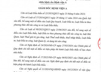 Quyết định về việc phê duyệt kết quả lựa chọn nhà thầu gói thầu: Bảo trì các phân hệ phần mềm quản lý tổng thể bệnh viện phục vụ công tác chuyên môn khám chữa bệnh cho Bệnh viện A