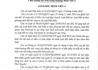 Quyết định về việc phê duyệt kết quả lựa chọn nhà thầu gói thầu: Chạy quảng cáo trên trang fanpage Bệnh viện A