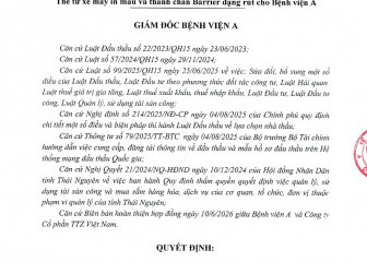 Quyết định về việc phê duyêt kết quả lựa chọn nhà thầu gói thầu: Thẻ từ xe máy in màu và thanh chắn Barrier dạng rút cho Bệnh viện A