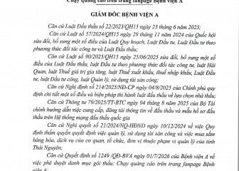 Quyết định về việc phê duyệt  kết quả lựa chọn nhà thầu gói thầu: Chạy quảng cáo trên trang fanpage Bệnh viện A
