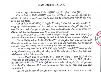Quyết định về việc phê duyệt kế hoạch lựa chọn nhà thầu dự toán gói thầu: Kiểm tra chất lượng thiết bị y tế năm 2025 Bệnh viện A