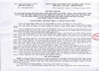 Quyết định về việc phê duyệt kết quả lựa chọn nhà thầu gói thầu: Mua sắm biển hộp, biển treo, biển chỉ dẫn, biển tên khoa, biển tên phòng, in biển bạt, dán đề can, giá kệ để phim MRI và di chuyển lắp ráp màn hình led hội trường