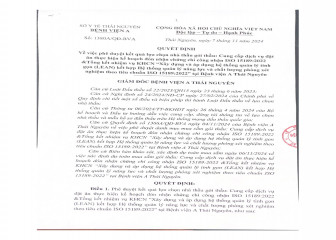 Quyết định về việc phê duyệt kết quả lựa chọn nhà thầu gói thầu: Cung cấp dịch vụ đặt ăn thực hiện kế hoạch đón nhận chứng chỉ công nhân ISO 15189:2022 và Tổng kết nhiệm vụ KHCN
