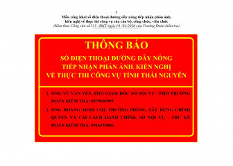 Thông báo số điện thoại đường dây nóng