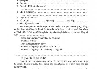 Thông báo tuyền dụng hợp đồng lao động chuyên môn, nghiệp vụ theo Nghị định số 111/2022/NĐ-CP tại Bệnh viện A đợt 1 năm 2026