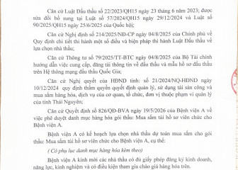 Thông báo mời chào giá gói thầu: Mua sắm túi hồ sơ viên chức cho Bệnh viện A