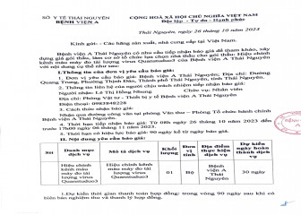 Thông báo: Lựa chọn nhà thầu gói thầu hiệu chỉnh kênh màu máy đo tải lượng virus Quántuduo3 của Bệnh viện A Thái Nguyên