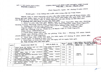 Thông báo mời chào giá gói thầu: Sửa chữa các thiết bị y tế của Bệnh viện A
