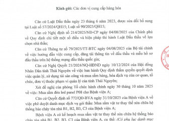 Thông báo mời chào hàng gói thầu: Mua sắm vật tư thay thế sửa chữa hệ thống báo cháy tòa nhà B1,B2,B3,C3 của Bệnh viện A