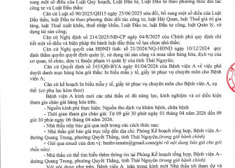 Thông báo mời chào giá gói thầu: In biểu mẫu y tế, giấy tờ phục vụ chuyên môn cho Bệnh viện A