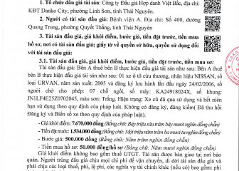 Thông báo đấu giá tài sản: Tài sản của Bệnh viện A