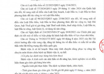 Thông báo mời chào hàng gói thầu: Mua máy tính chuyên dùng phục vụ công tác chuyên môn khám chữa bệnh tại Bệnh viện A