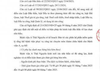Thông báo mời chào hàng gói thầu: Bảo trì các phân hệ phần mềm quản lý tổng thể bệnh viện phục vụ công tác chuyên môn khám chữa bệnh cho Bệnh viện A