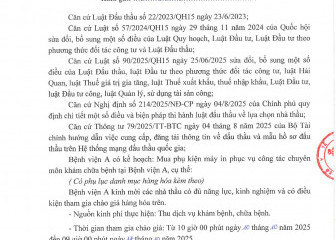 Thông báo mời chào hàng gói thầu: Mua phụ kiện máy in phục vụ công tác chuyên môn khám chữa bệnh tại Bệnh viện A