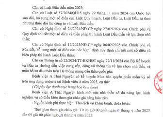Thông báo mời chào hàng gói thầu: Mua bản quyền phần mềm ký số trên ứng dụng website tại Bệnh viện A năm 2025