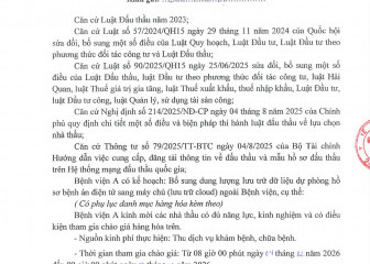 Thông báo chào hàng gói thầu: Bổ sung dung lượng lưu trữ dữ liệu dự phòng hồ sơ bệnh án điện tử sang máy chủ ngoài Bệnh viện
