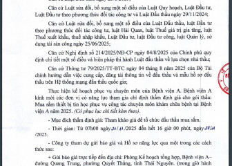 Thông báo mời chào giá gói thầu: Mua sắm thiết bị tin học phục vụ công tác chuyên môn khám chưa bệnh tại Bệnh viện A năm 2025