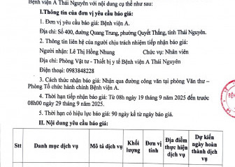 Thông báo mời chào giá gói thầu: Sửa chữa máy HDF online Dialog + Braun và máy thận nhân tạo Dialog + Braun của Bệnh viện A
