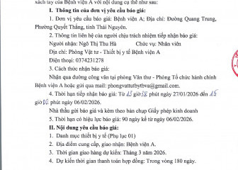 Thông báo mời chào giá gói thầu: Mua sắm máy siêu âm xách tay của Bệnh viện A