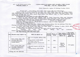 Thông báo mời chào gói thầu: Sửa chữa Hệ thống nội soi thực quản ống mềm