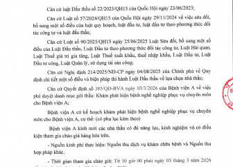 Thông báo mời chào hàng gói thầu: Khám phát hiện bệnh nghề nghiệp phục vụ chuyên môn cho Bệnh viện A