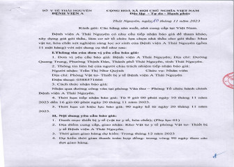 Thông báo lựa chọn nhà thầu: Mua vật tư, hóa chất xét nghiệm sàng lọc sơ sinh của Bệnh viện A Thái Nguyên