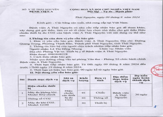 Thông báo mời chào giá gói thầu: Hiệu chuẩn thiết bị đo CO2 của Bệnh viện A