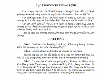 Quyết định ban hành" Cẩm nang hướng dẫn hoạt động thể lực nâng cao sức khỏe cho cộng đồng"