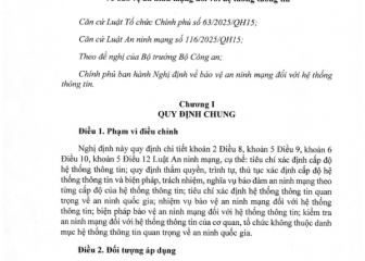 Nghị định về bảo vệ an ninh mạng đối với hệ thống thông tin
